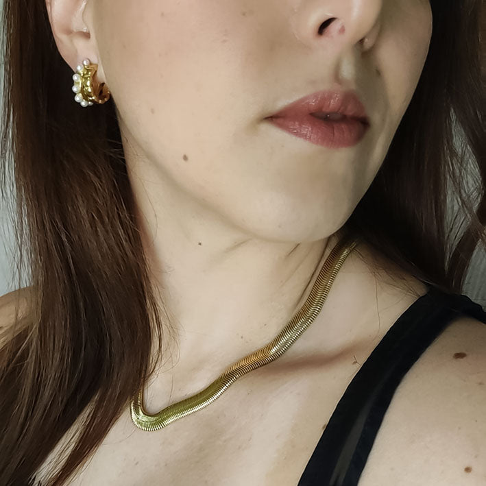 Argolas Heart & Pearl